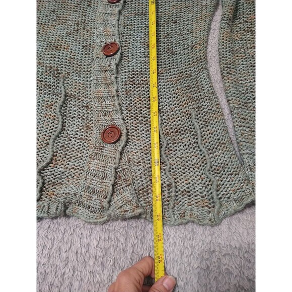 BCBG Max Azria Button Front Cardigan Sweater Green Medium Boho Cottage Core... - Picture 8 of 9